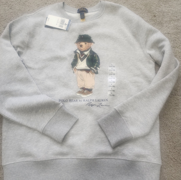 Ralph Lauren Gray Polo Bear Sweater for Big Kids - Picture 1 of 3